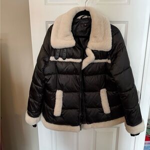 Laundry By Shelli Segal Black and Cream Puffer Jacket